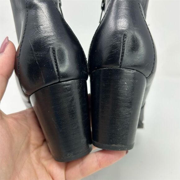 Born Women's Black Leather Ankle Booties Mid Heel Casual Zip Closure Size 7.5 - Picture 11 of 14